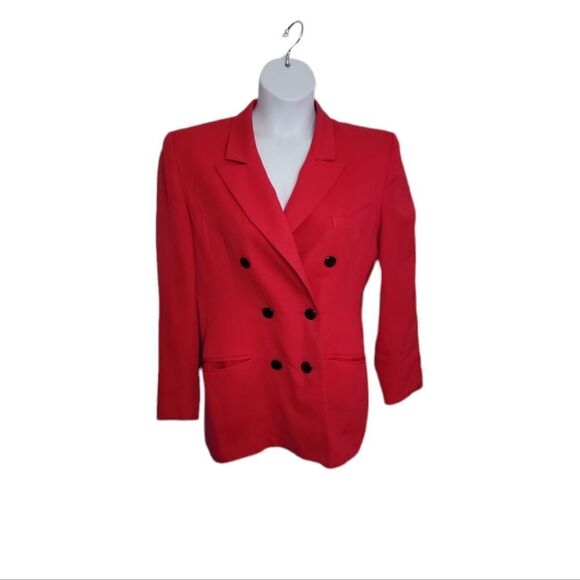 VINTAGE 90s blazer magenta pink barbiecore wool‎ double breasted M - Picture 1 of 12